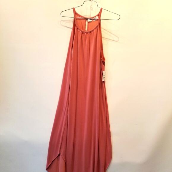 Double Zero NEW Solid Halter Midi Dress Rose Size L - Picture 2 of 11